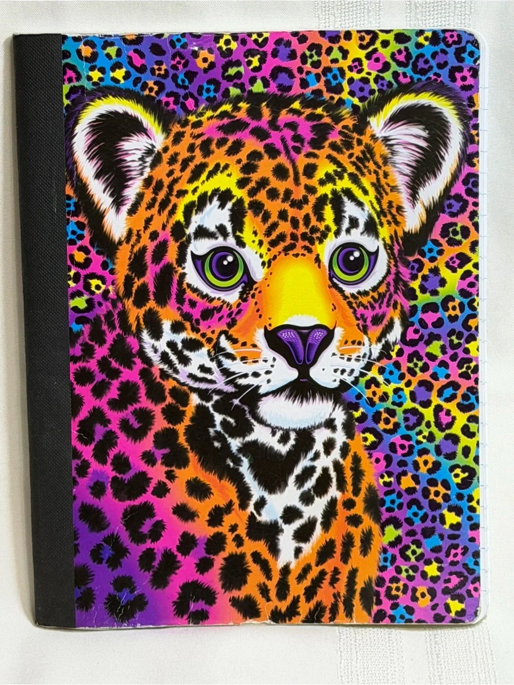 Damaged Lisa Frank Composition Notebook 100 Wide Ruled HUNTER Rainbow Leopard